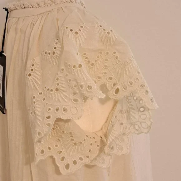 Who What Wear Eyelet Lace Flutter Sleeve Dress Size XS NWT - Picture 4 of 7